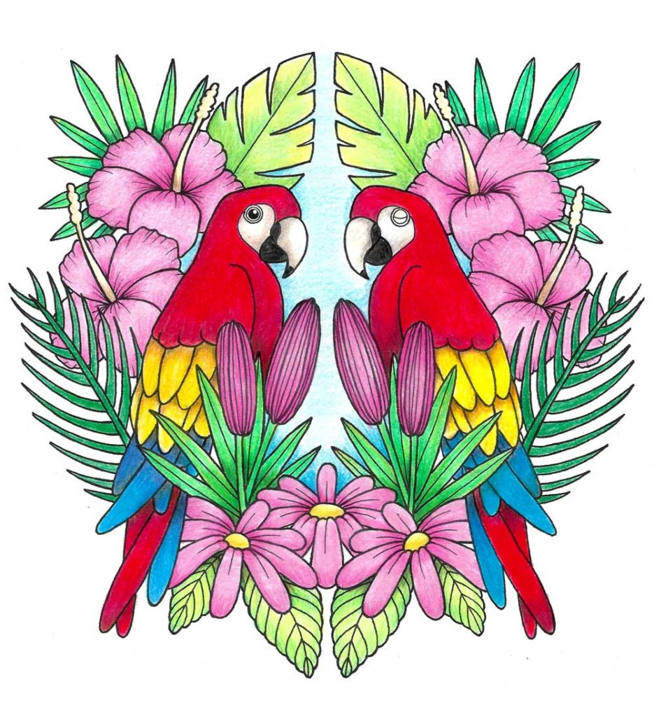 Adult Coloring Book Stress Relieving Tropical Travel Patterns