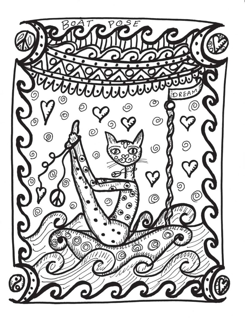 yoga kitties coloring page